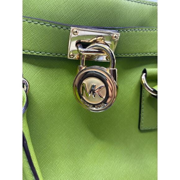Michael Kors Medium Hamilton Saffiano Lime Green Tote - Picture 2 of 3